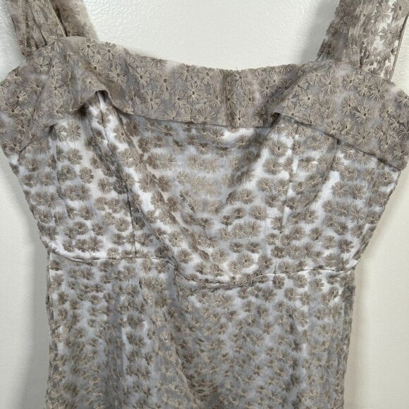 Lucy in the Sky Embroidered Floral Mini Dress Size Large Gray Party Bachelorette - Picture 6 of 11
